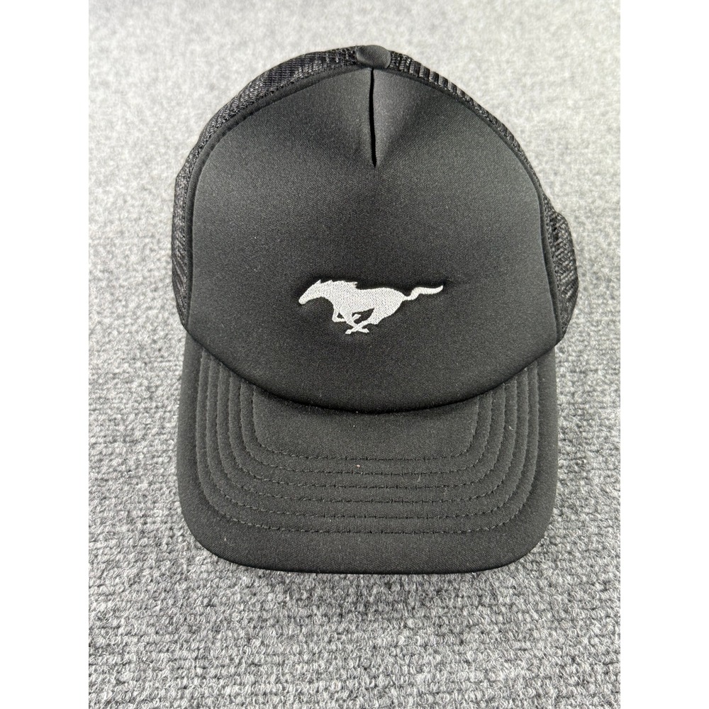 Ford Mustang Trucker Hat‎ Black Mesh Snapback Pony Logo Baseball Cap Mens OSFM